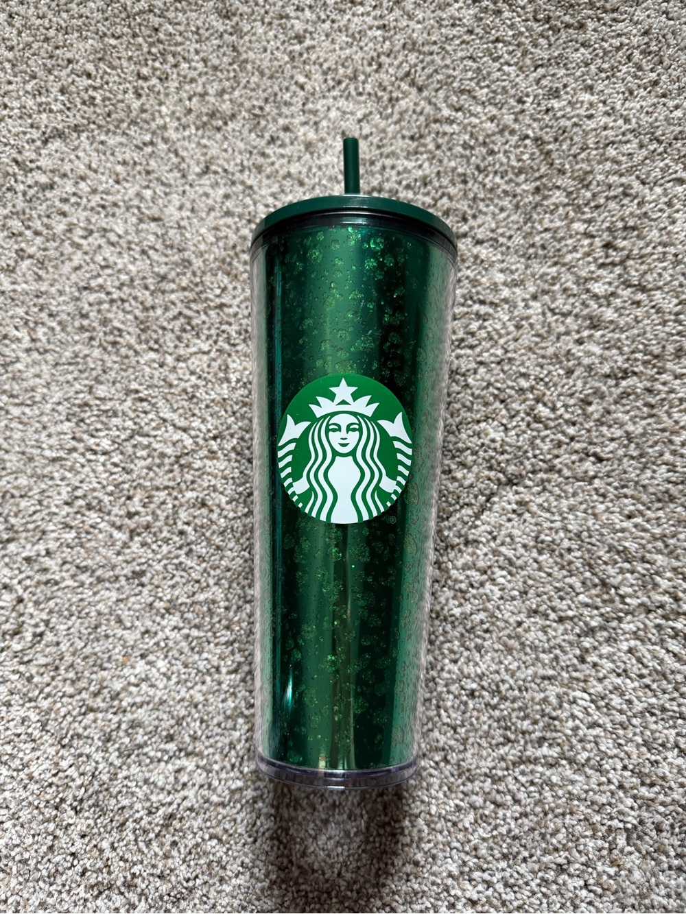 NWT Starbucks Emerald Green Glitter Tumbler with Logo
